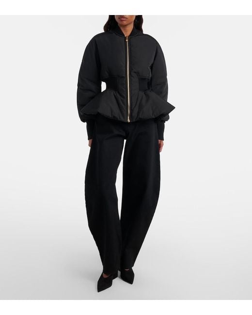 Alaïa Black Peplum Bomber Jacket