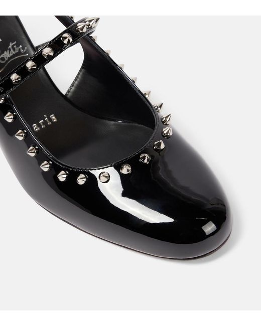 Christian Louboutin Black Janispikes 55 Patent Leather Mary Jane Pumps