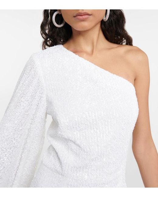 Rebecca Vallance White Davina Feather-trimmed Minidress