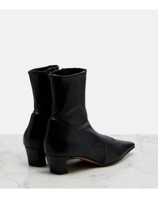 Khaite Black Nevada Leather Ankle Boots