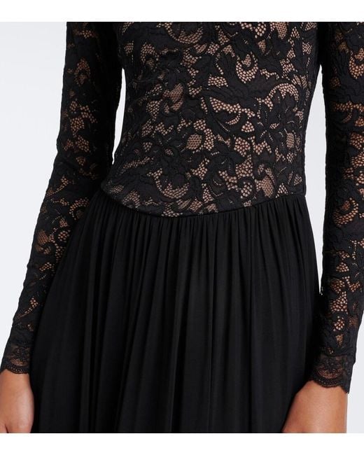 Zimmermann Black Lace And Jersey Maxi Dress