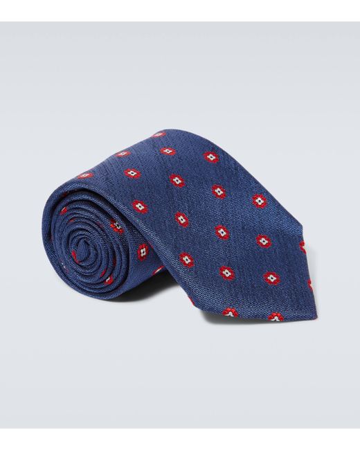 Canali Blue Printed Silk Tie for men