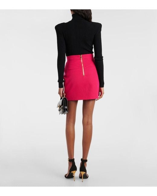 Balmain Pink Virgin Wool Miniskirt
