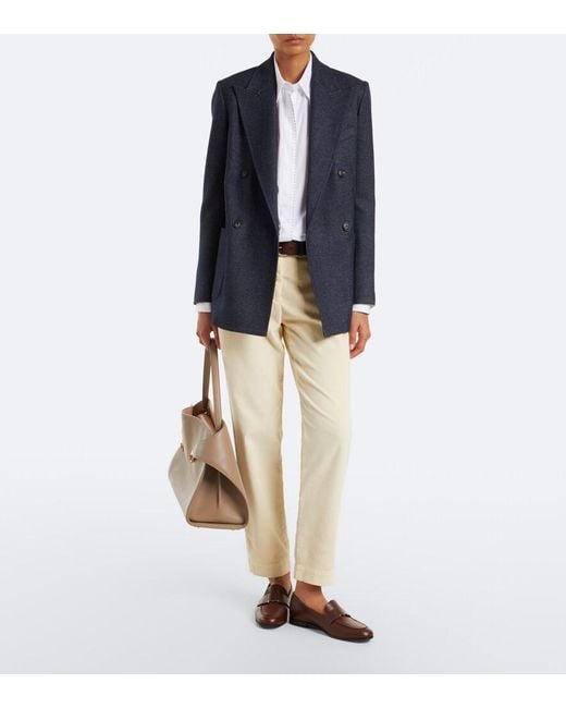 Eleventy Natural New York Cotton-Blend Tapered Pants