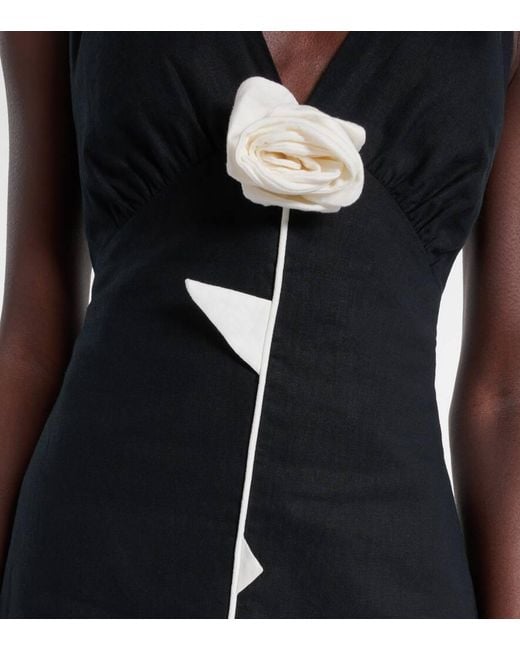 Robe En Lin Melange A Fleurs Farm Rio en coloris Black
