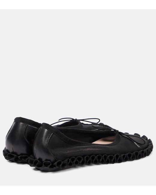 Simone Rocha Black Ruffled Mesh Ballet Flats