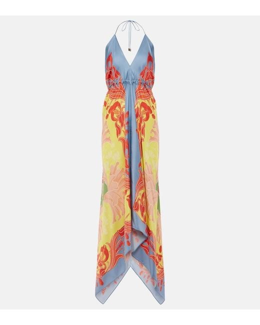Etro White Graphic-Print Silk Dress