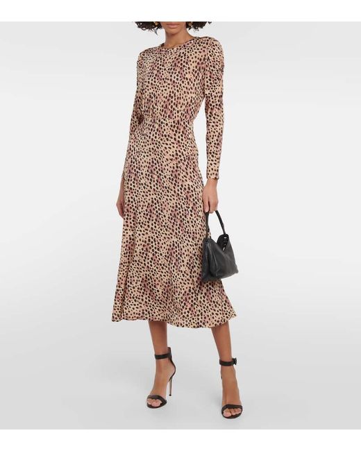 Rixo Natural Cerise Leopard-print Midi Dress