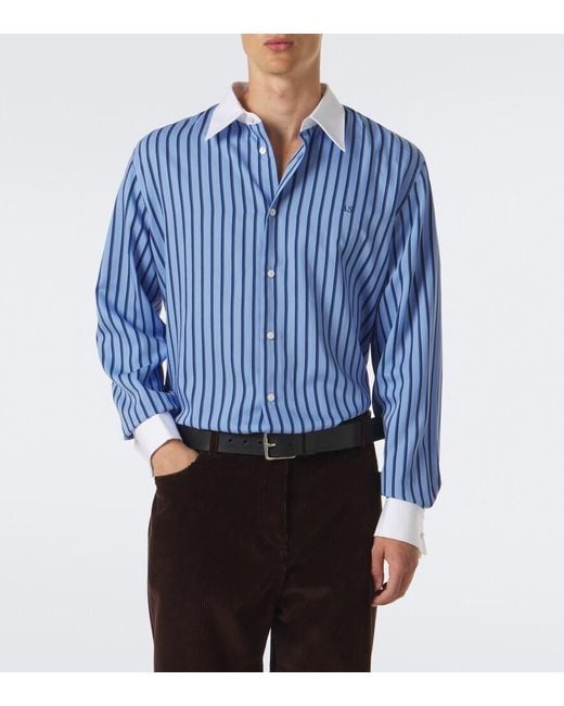 Acne Blue Striped Satin Twill Shirt for men