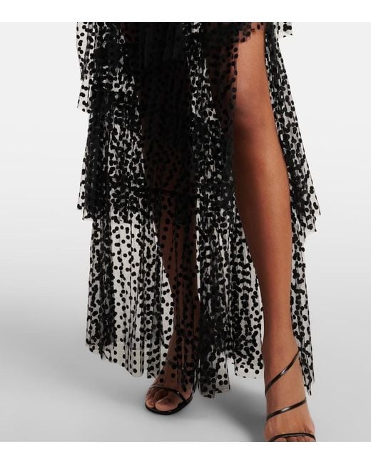 Alexandra Miro Black Carmen Tiered Tulle Maxi Dress