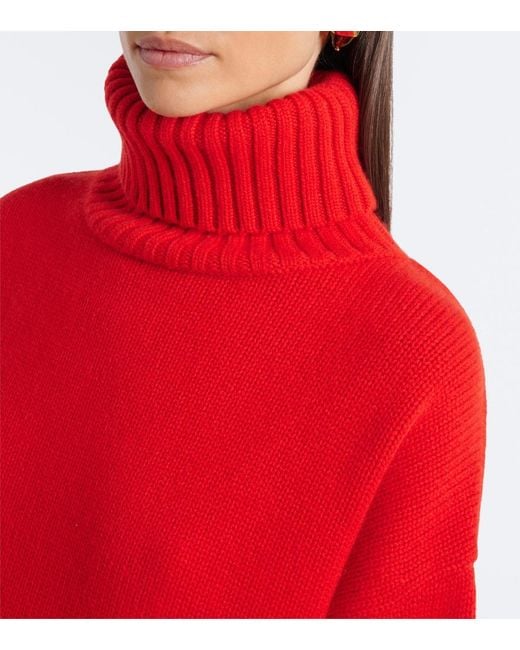 Extreme Cashmere Red N°434 Crop Xtra Cashmere Turtleneck Sweater