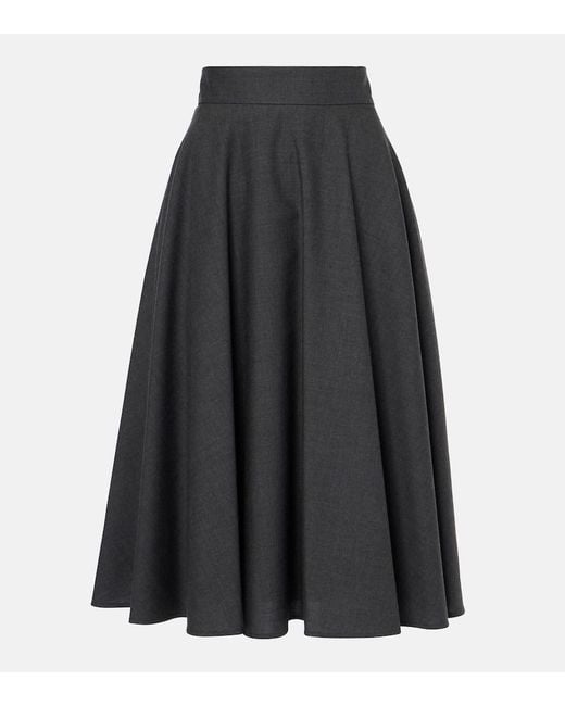 Dolce & Gabbana Gray Wool Midi Skirt