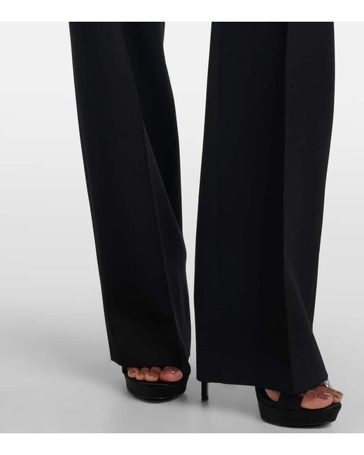 Alexander McQueen Blue High-Rise-Schlaghose Aus Wolle