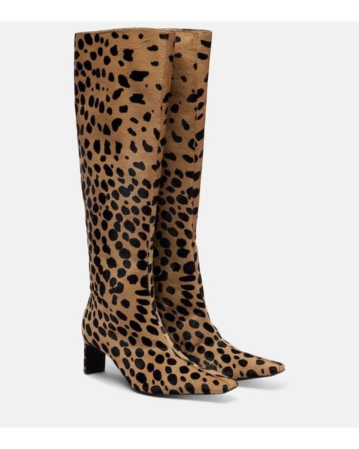 Khaite Brown Ona 55 Calf Hair Knee-High Boots