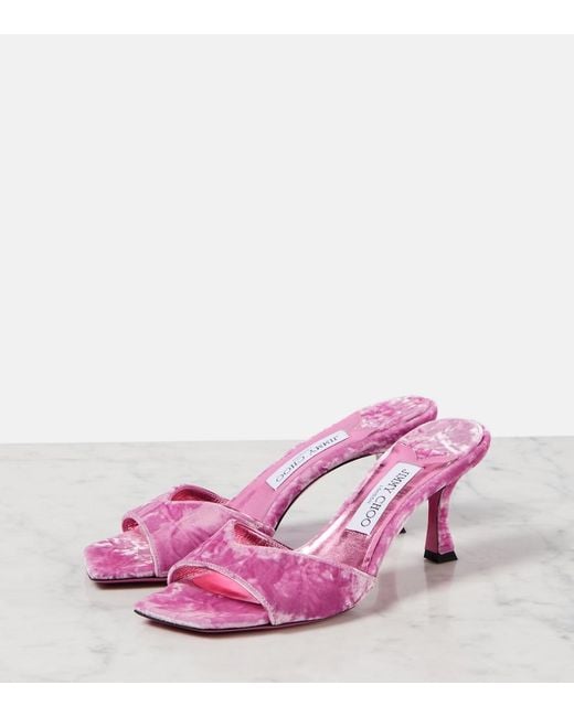 Jimmy Choo Pink Skye 70 Velvet Mules