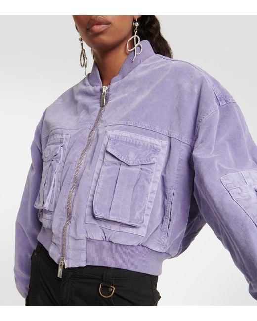 Blumarine Purple Velvet Bomber Jacket