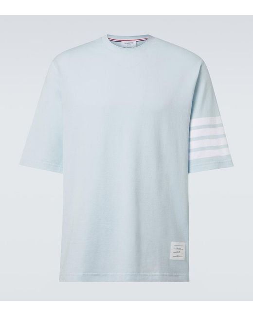 Thom Browne Blue 4-Bar Cotton Jersey T-Shirt for men