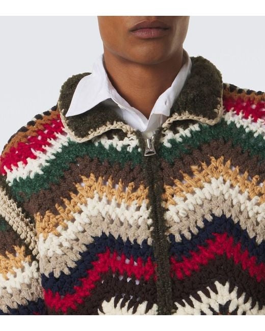 Sacai Red Chevron Crochet Blouson Jacket for men