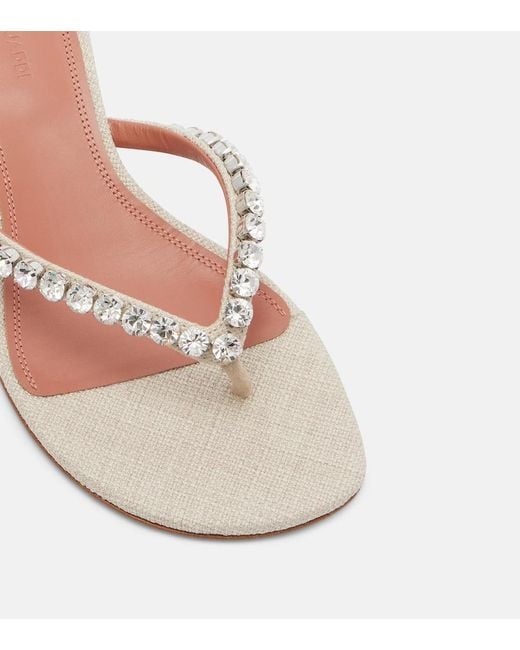 AMINA MUADDI Pink Gigi Embellished Canvas Thong Sandals