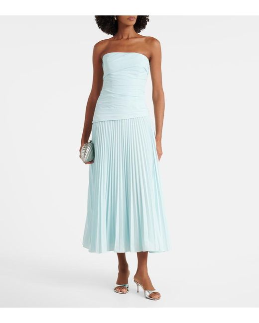 Jonathan Simkhai Blue Arie Pleated Bustier Dress