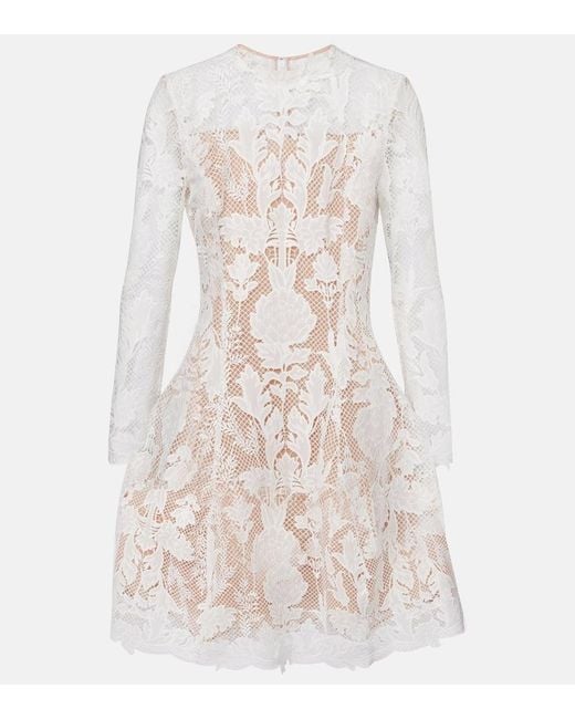 Oscar de la Renta Natural Minikleid Aus Guipure-Spitze