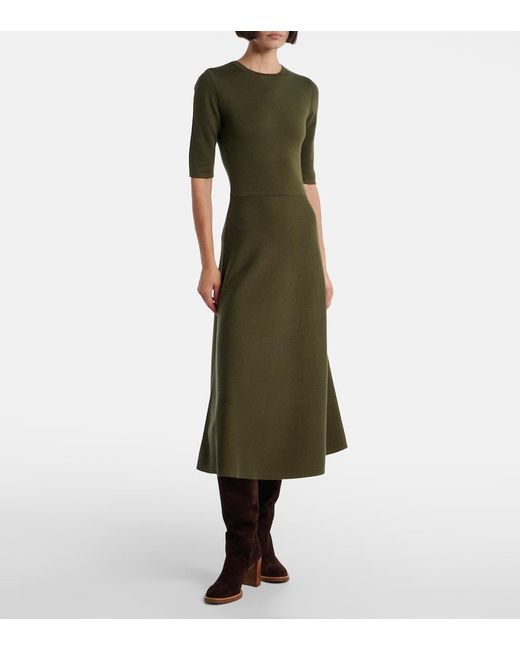 Gabriela Hearst Green Wool, Cashmere, And Silk Midi Dress