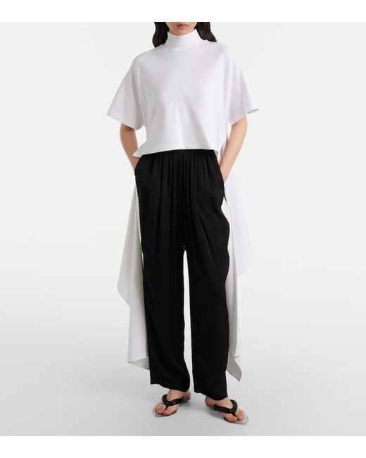 Alaïa White Asymmetric Cotton-Blend Jersey T-Shirt
