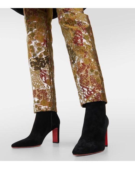 Christian Louboutin Black Suprabooty Block-heel Suede Heeled Ankle Boots