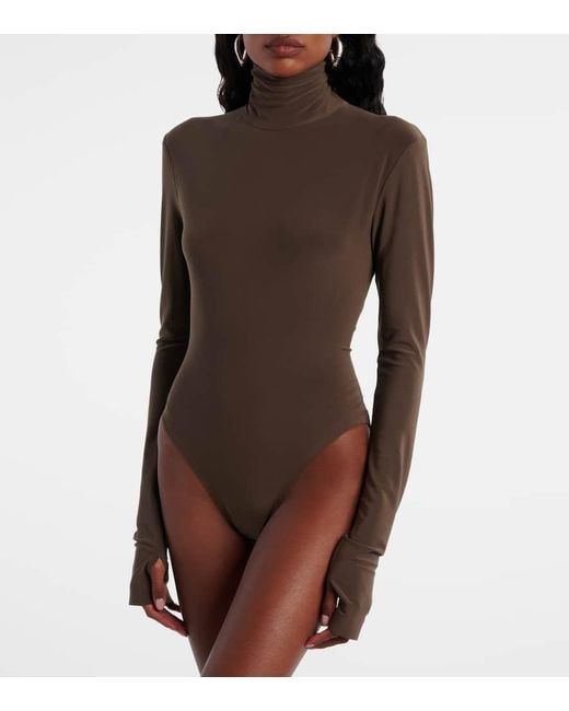 Norma Kamali Brown Turtleneck Bodysuit