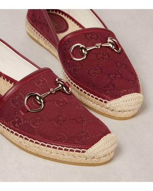 Gucci Red Horsebit Gg Canvas Espadrilles