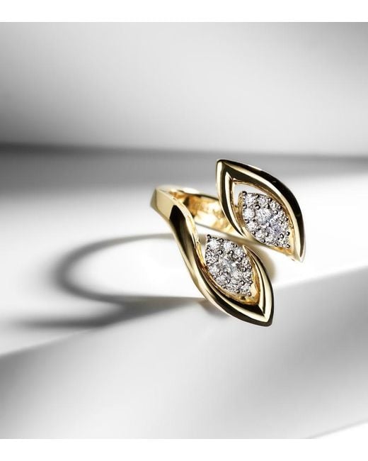 YEPREM White Golden Strands 18Kt And Ring With Diamonds