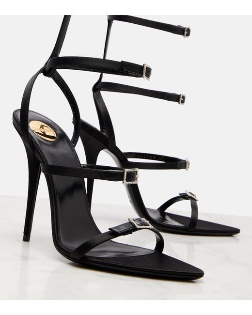 Sandalias Nuit 110 De Crepe Saten Saint Laurent de color Black