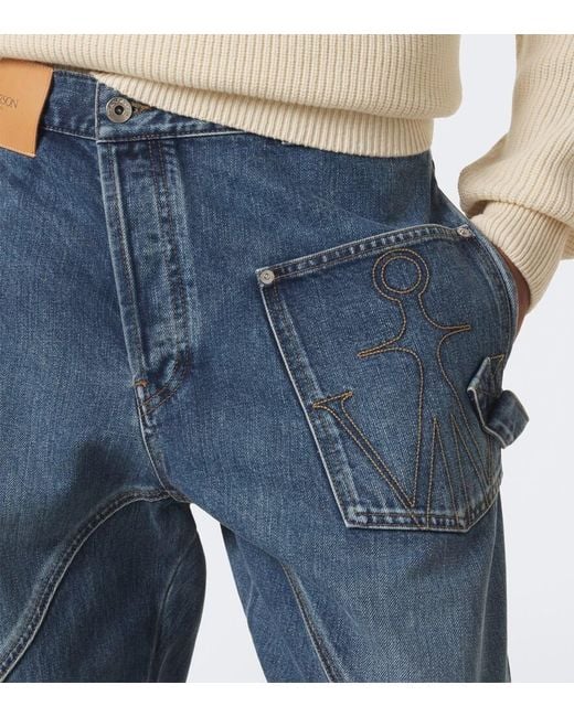 J.W. Anderson Blue Twisted Workwear Jeans for men