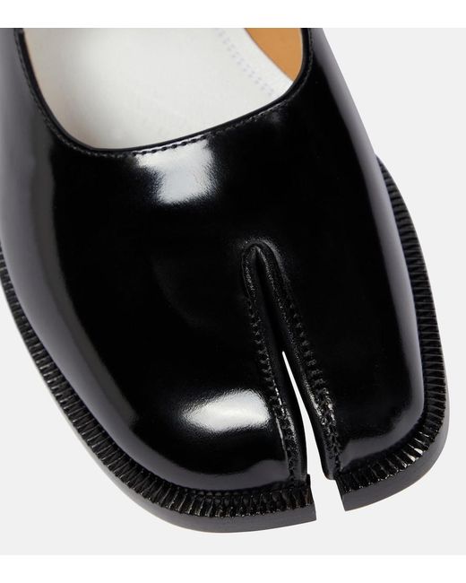 Maison Margiela Black Tabi Patent Leather Mary Jane Flats