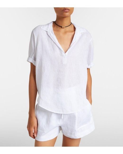 Velvet White Vivica Linen Top