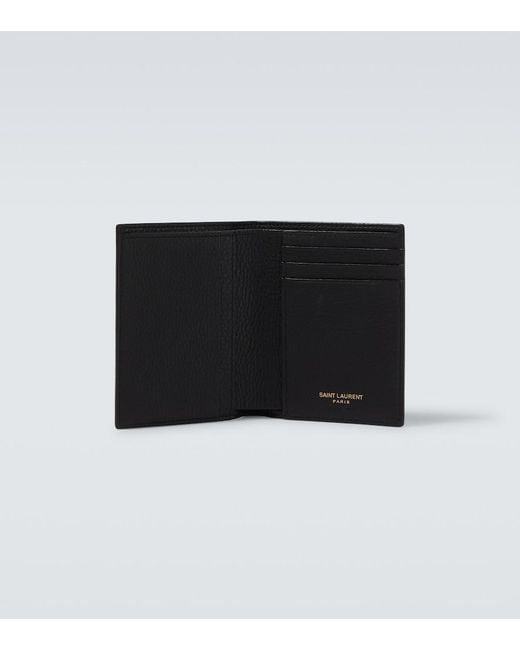 Saint Laurent Black Tiny Cassandre Leather Wallet for men