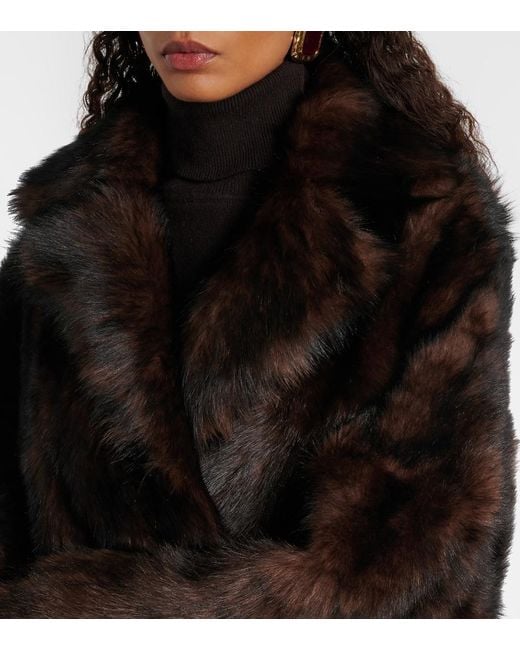 Nour Hammour Black Uma Shearling Wrap Coat