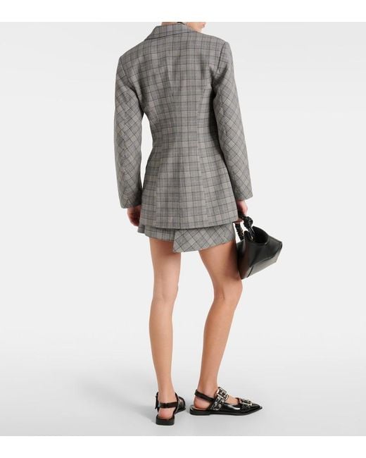 Ganni Gray Checked Blazer