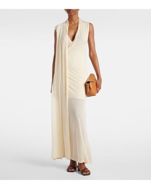 Totême  Natural Draped Scarf-Detail Jersey Wrap Dress