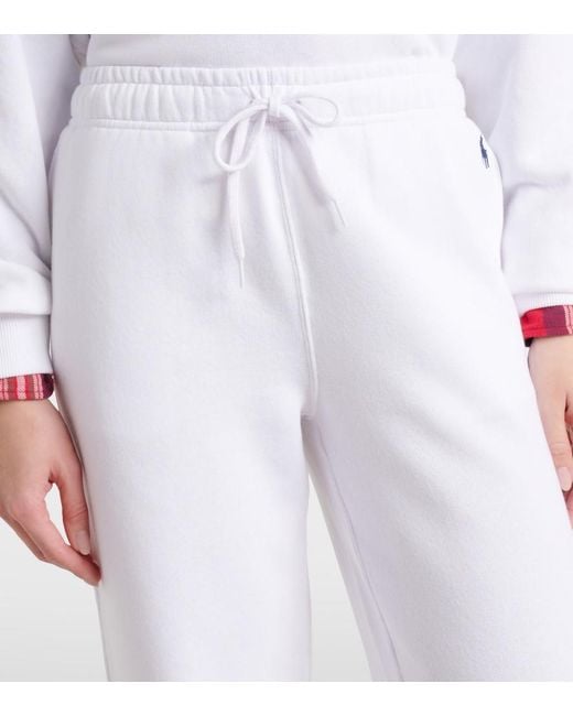 Polo Ralph Lauren White Cotton-Blend Fleece Sweatpants