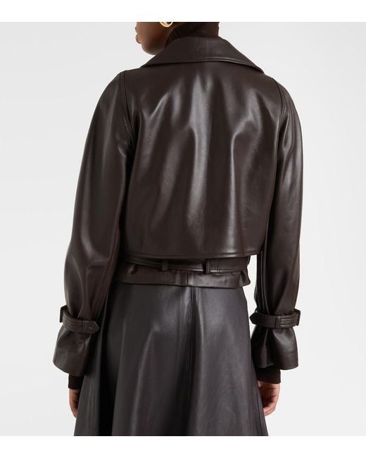 Nour Hammour Black Hatti Cropped Leather Jacket