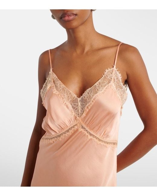 Poupette Pink Luli Lace-Trimmed Satin Slip Dress