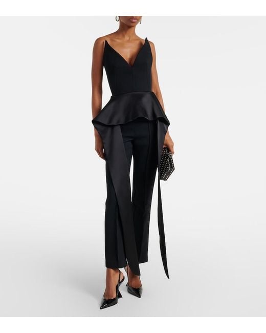 Maticevski Black Frame Peplum Satin Top