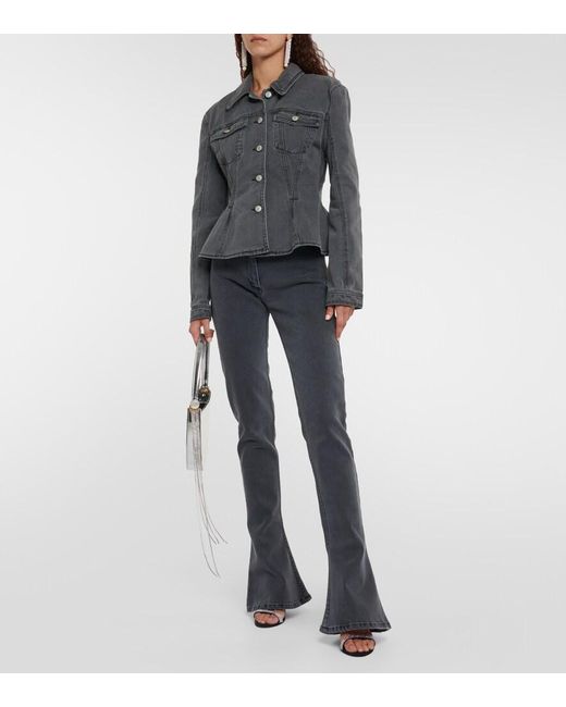 Magda Butrym Black Peplum Denim Jacket