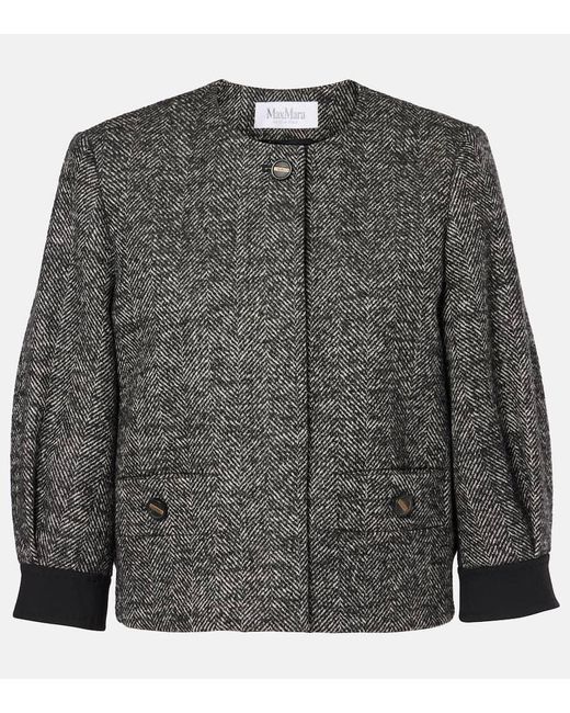Max Mara Gray Gattini Chevron Boucle Jacket