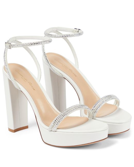 Gianvito Rossi Embellished Leather Platform Sandals in White+White (White)  | Lyst