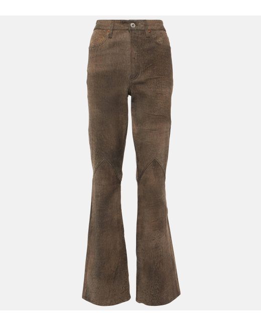 Re/done Brown High-rise Leather Bootcut Jeans