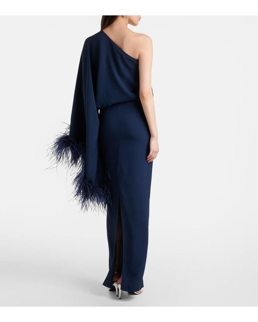 Taller Marmo Blue Feathered Eternity Maxi Dress