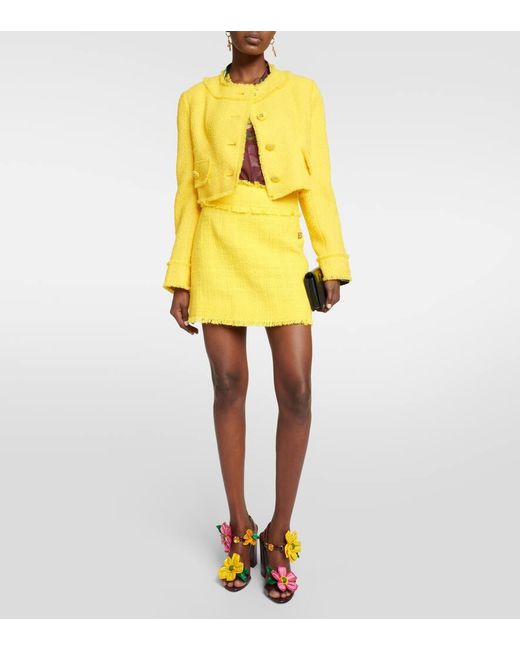 Dolce y gabbana Minifalda de mezcla de algodón amarillo Dolce & Gabbana de color Yellow