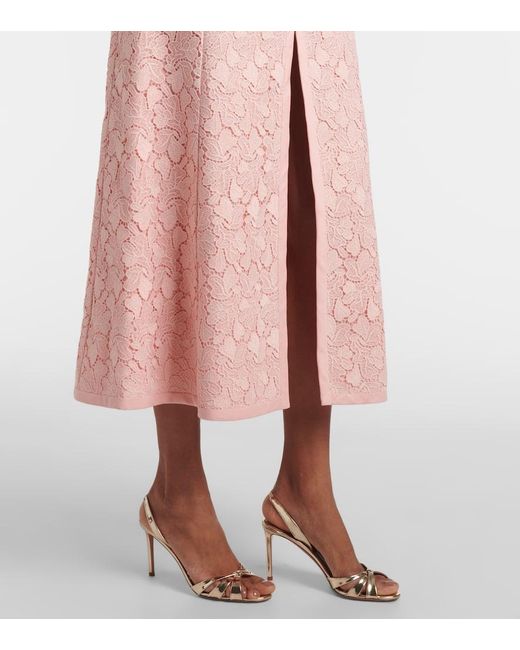 Giambattista Valli Pink Bow-Detail Macrame Midi Dress
